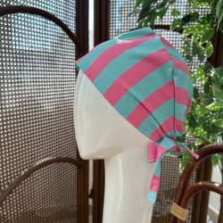 SCRUB CAP - MINT PINK STRIPE