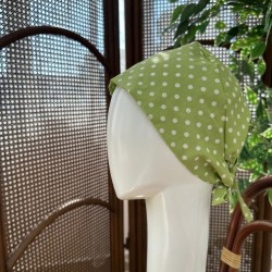 SCRUB CAP - GREEN POLKADOT