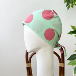 SCRUB CAP - PINK MINT POLKADOT