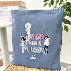 TOTE BAG HELLO I AM NURSE - LIGHT BLUE