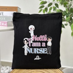 TOTE BAG HELLO I AM NURSE - BLACK