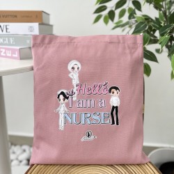 TOTE BAG HELLO I AM NURSE - PINK