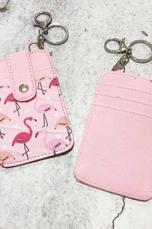 Printed Card Holder Vertical - Light Pink Flamingo