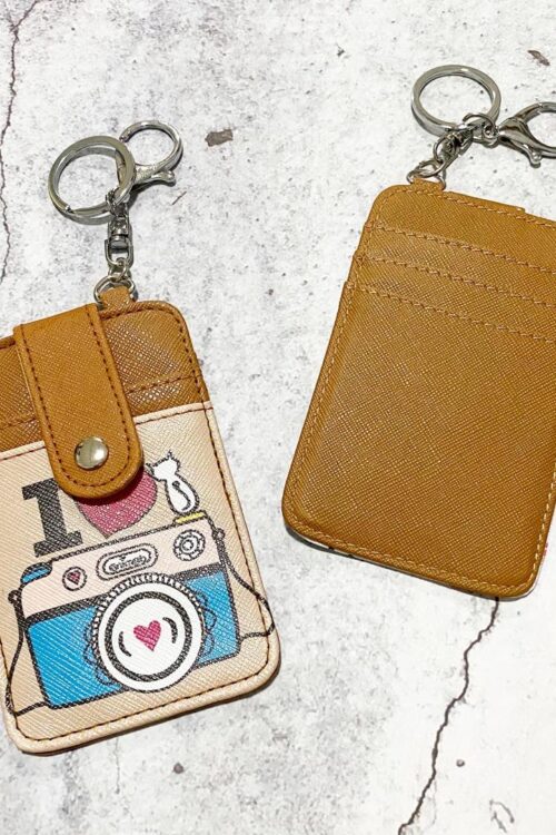 Printed Card Holder Vertical - Brown Camera