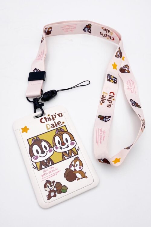 CARD HOLDER & LANYARD SET CHIP'N DALE PEACH