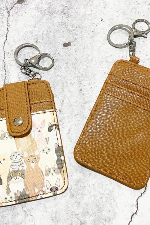 Printed Card Holder Vertical - Brown Cat