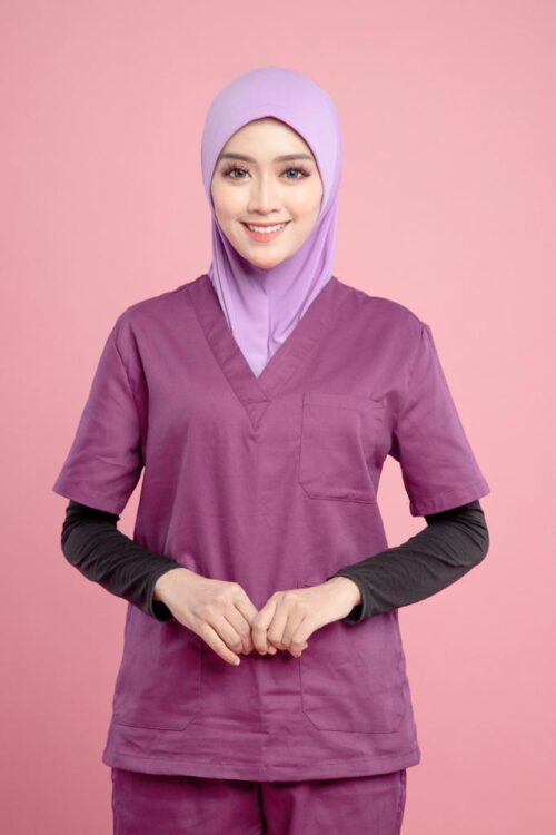 Tudung Soft Awning Half Scuba Plain - Light Purple