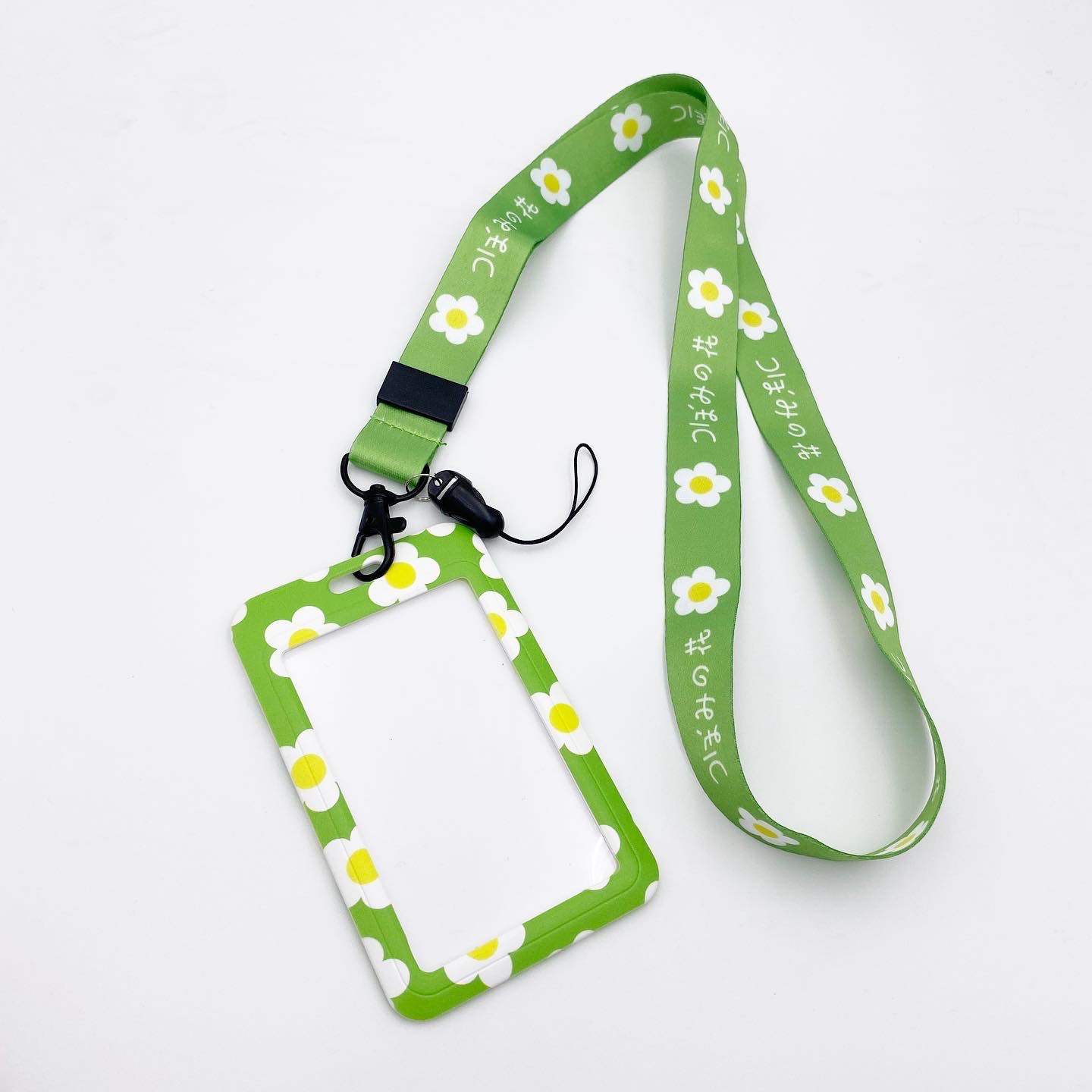 CARD HOLDER & LANYARD SET FLOWER GREEN