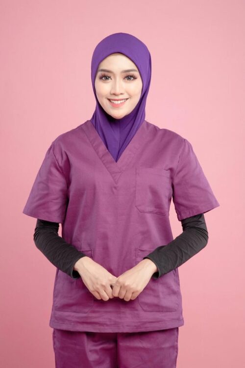 Tudung Soft Awning Half Scuba Plain - Dark Purple