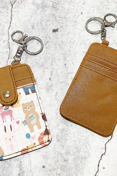 Printed Card Holder Vertical - Brown Animal Kingdom