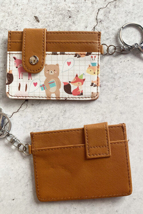 Printed Card Holder Horizontal - Brown Animal Kingdom