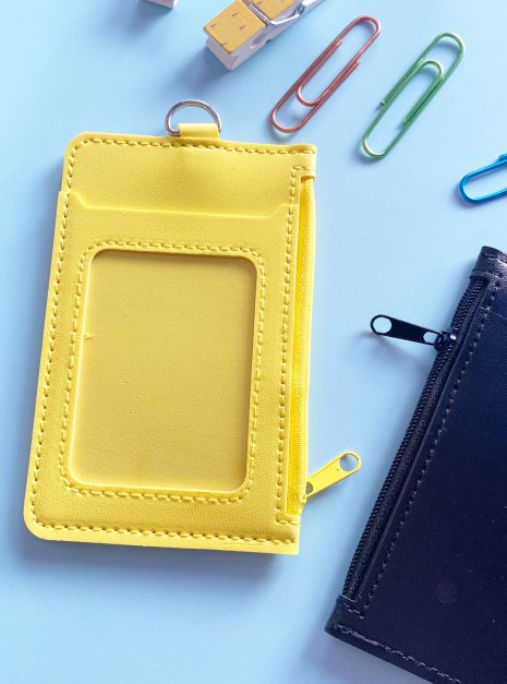 Double Pocket Card Holder Vertical With Zip-Yellow