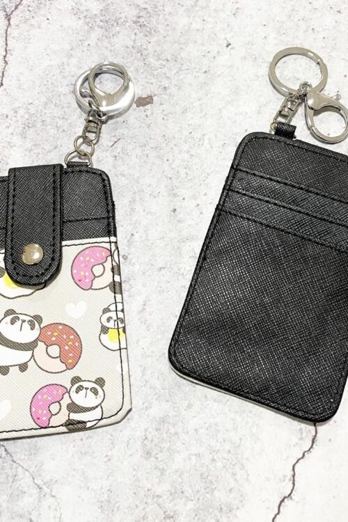 Printed Card Holder Vertical - Black Panda Donut
