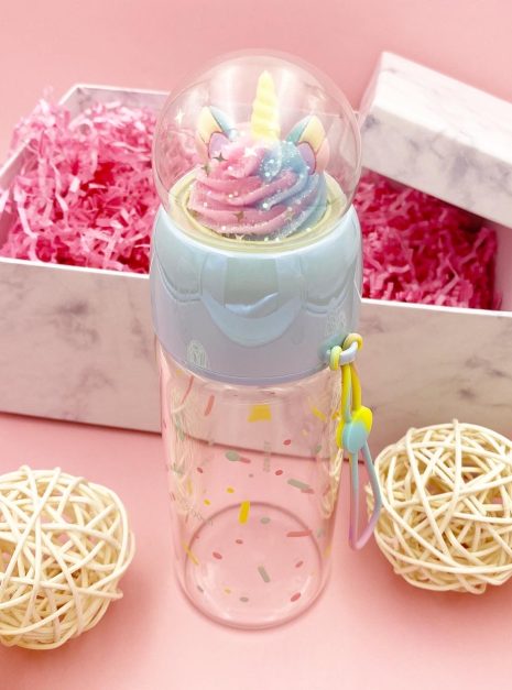 UNICORN GLASS BOTTLE BLUE 