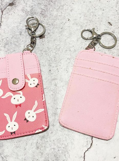 Printed Card Holder Vertical - Light Pink Rabbit