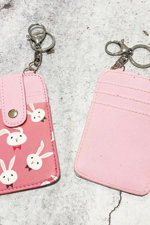 Printed Card Holder Vertical - Light Pink Rabbit
