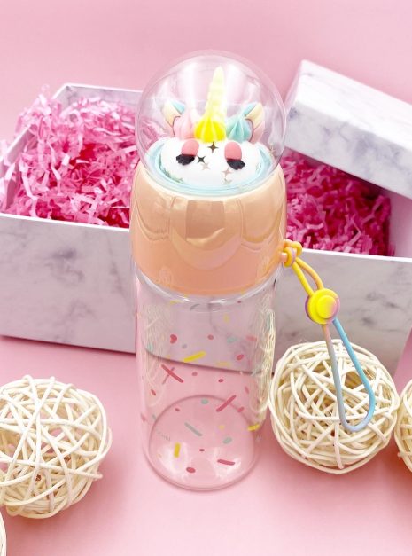 UNICORN GLASS BOTTLE PEACH