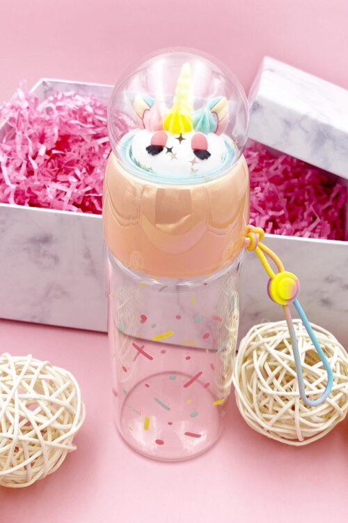 UNICORN GLASS BOTTLE PEACH