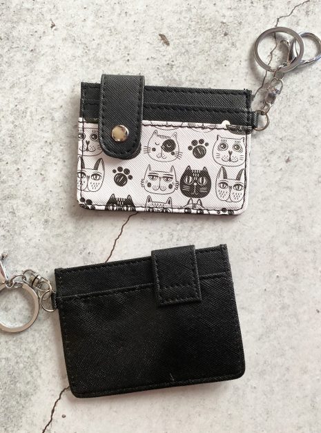 Printed Card Holder Horizontal - Black White Cat