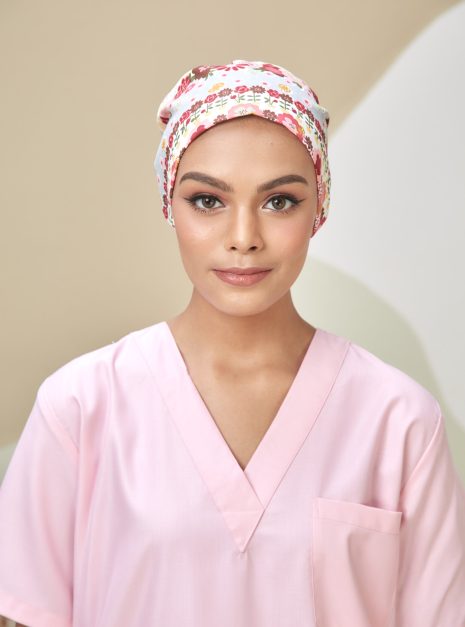 SCRUB CAP - RED FLOWERS