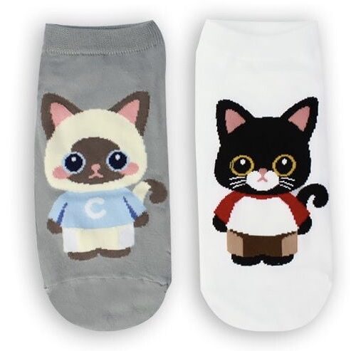 COTTON COMFORT CARTOON ANKLE SOCKS - CAT