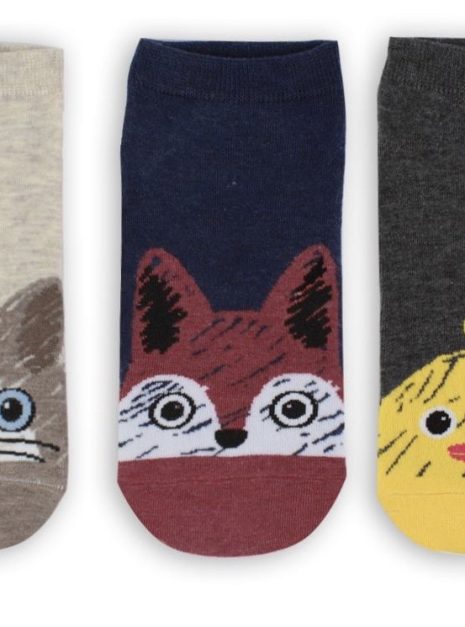 COTTON COMFORT CARTOON ANKLE SOCKS - ANIMAL