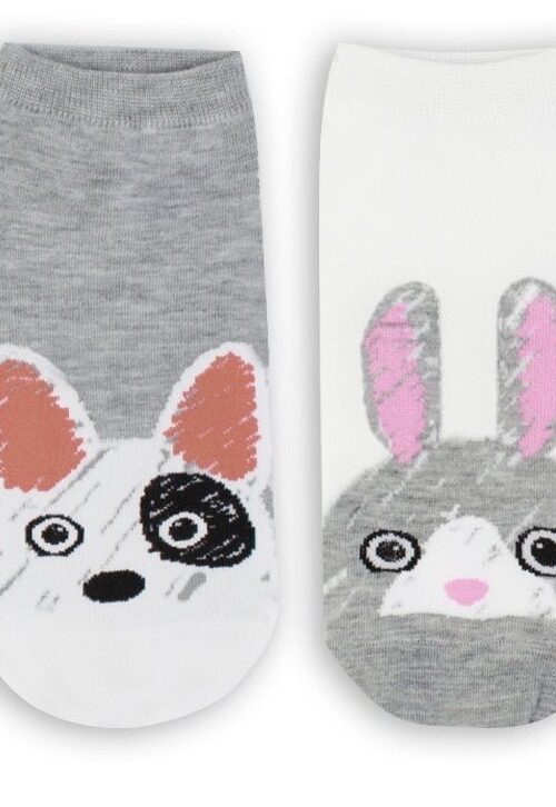 COTTON COMFORT CARTOON ANKLE SOCKS - ANIMAL