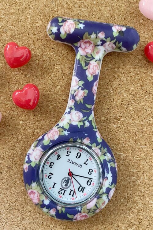 Pin Watch Printed - Blue Roses