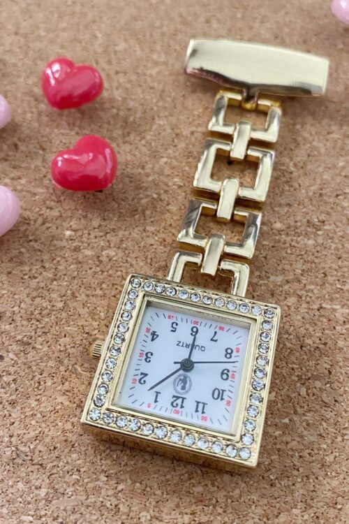 Pin Watch - Diamond Gold