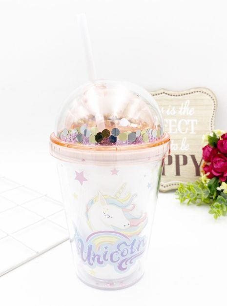 SOLID BOTTLE WITH STRAW - UNICORN ORANGE