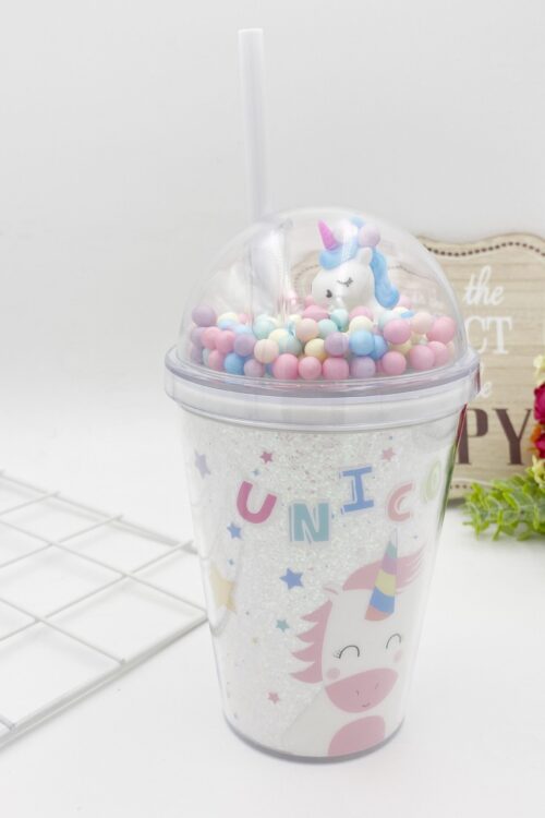 BUBBLE BOTTLE WITH STRAW - UNICORN STAR