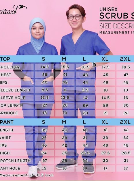 SCRUB SUIT TOP ( SELUAR SAHAJA) - BLUE