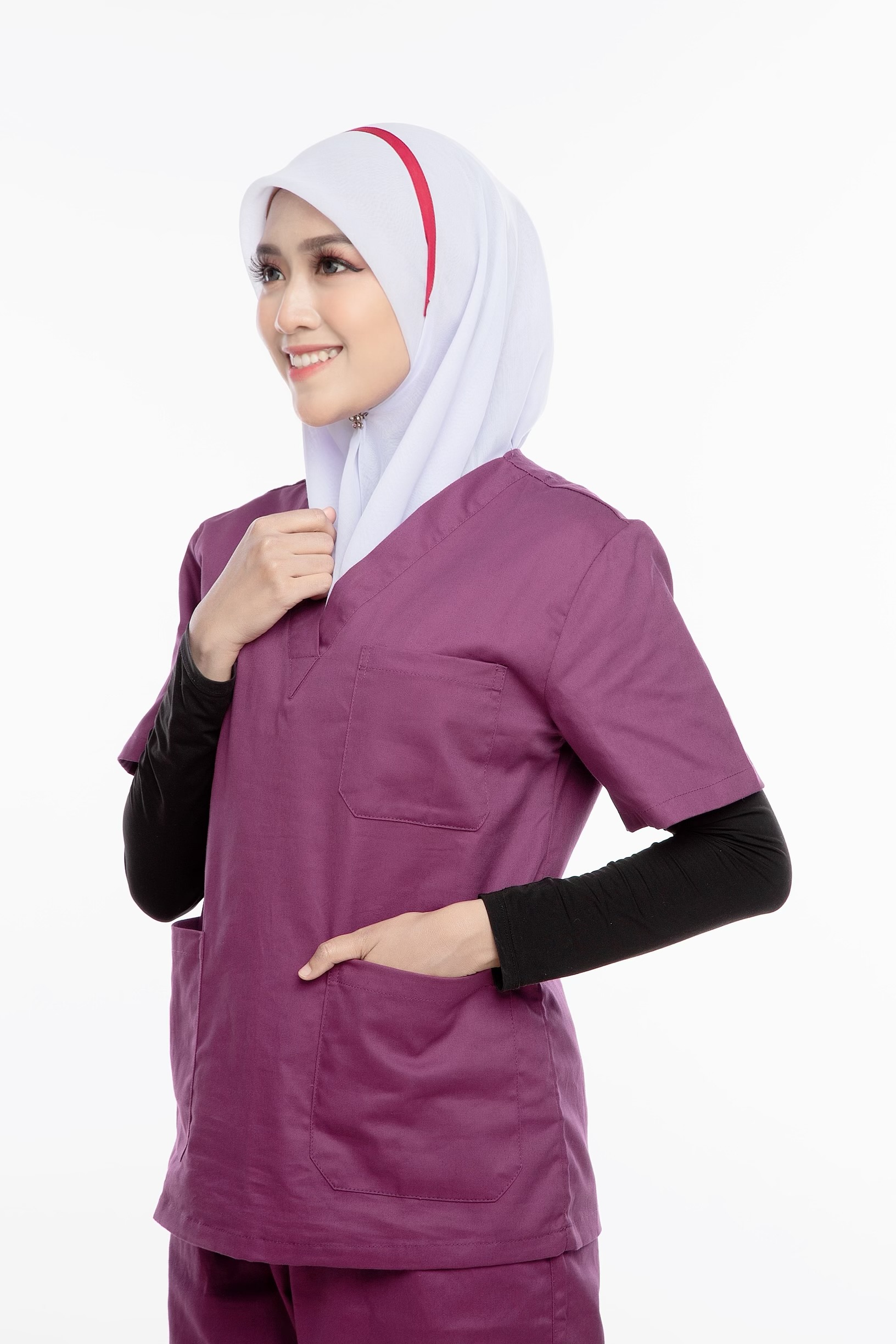 Tudung Bawal Line Maroon