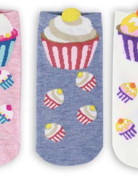 COTTON COMFORT CARTOON ANKLE SOCKS - CUPCAKE