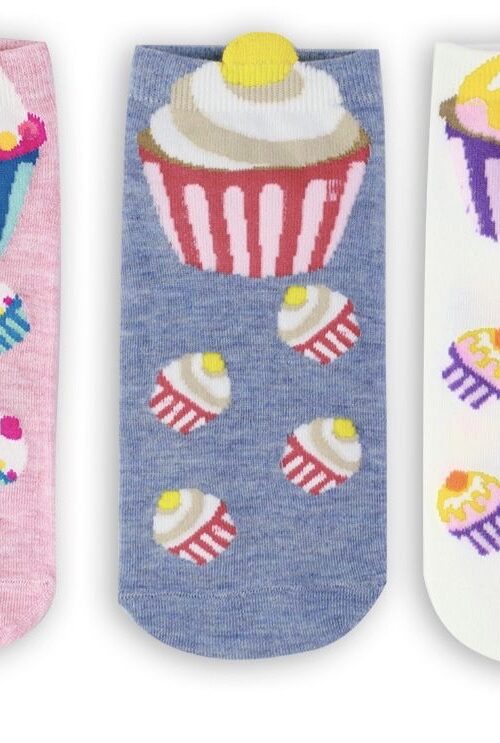 COTTON COMFORT CARTOON ANKLE SOCKS - CUPCAKE