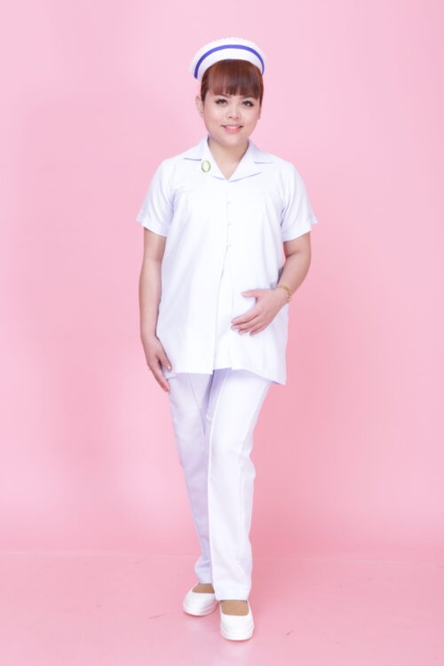 NURSE SHORT SLEEVE MATERNITY UNIFORM (ONE SET TOP & PANT)