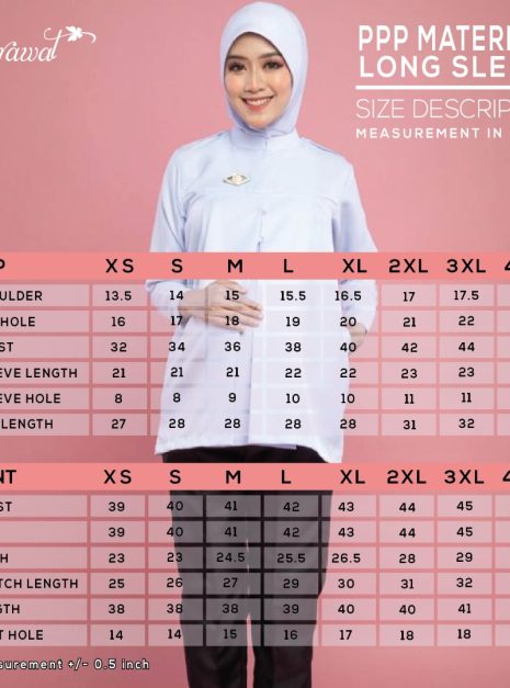 PENOLONG PEGAWAI PERUBATAN (PPP) MATERNITY UNIFORM - (ONE SET TOP & PANT) WHITE