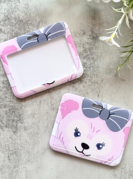 Card Holder Cartoon Horizontal - Pink Bear