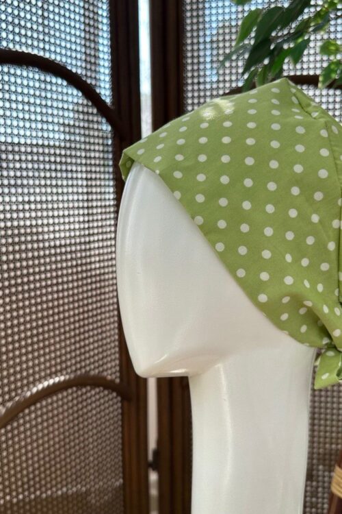 SCRUB CAP - GREEN POLKADOT