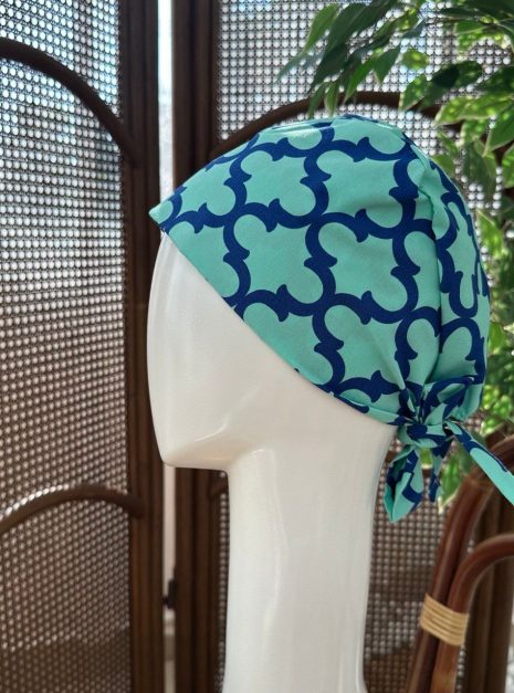 SCRUB CAP - BLUE GEOMETRIC