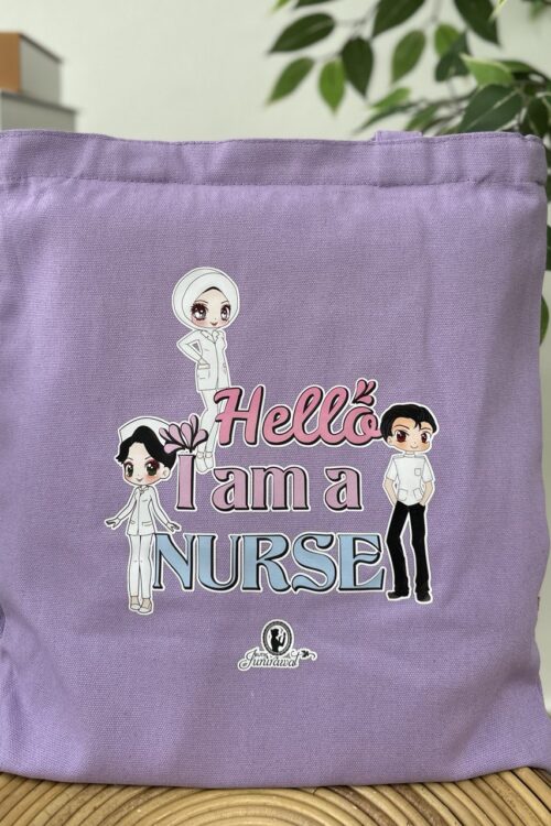 TOTE BAG HELLO I AM NURSE - PURPLE