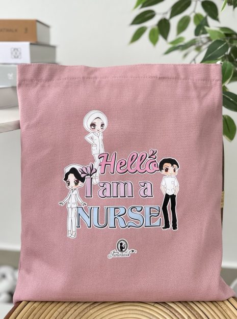 TOTE BAG HELLO I AM NURSE - PINK