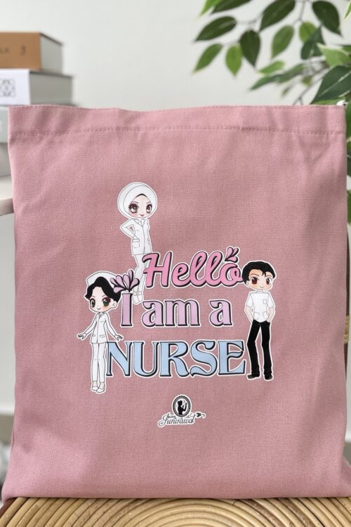 TOTE BAG HELLO I AM NURSE - PINK