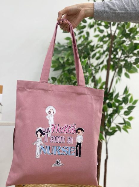 TOTE BAG HELLO I AM NURSE - PINK