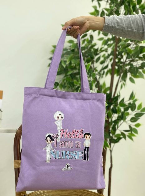 TOTE BAG HELLO I AM NURSE - PURPLE