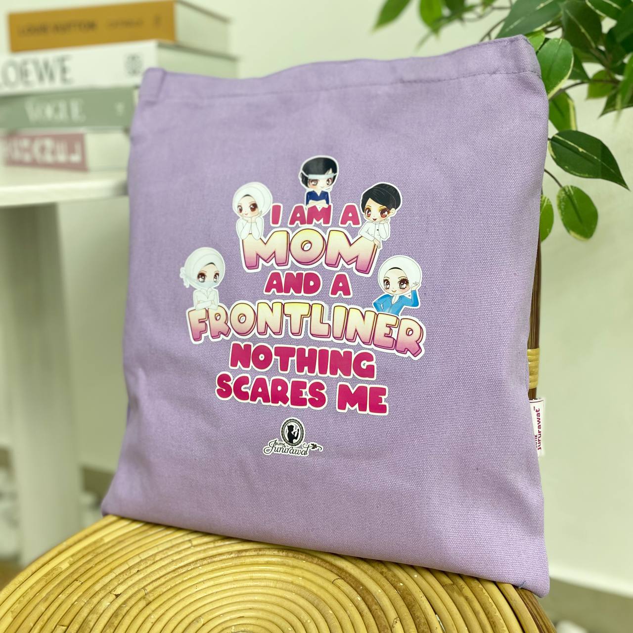 TOTE BAG I AM A MOM & FRONTLINER - LIGHT PURPLE
