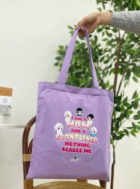 TOTE BAG I AM A MOM & FRONTLINER - LIGHT PURPLE