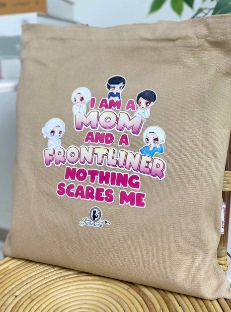 TOTE BAG I AM A MOM & FRONTLINER - NUDE