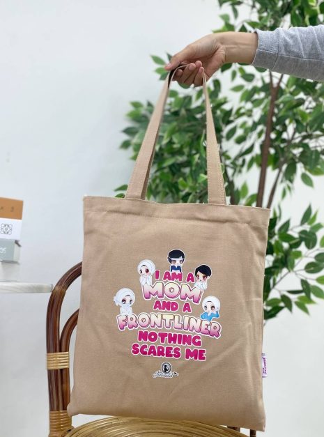 TOTE BAG I AM A MOM & FRONTLINER - NUDE