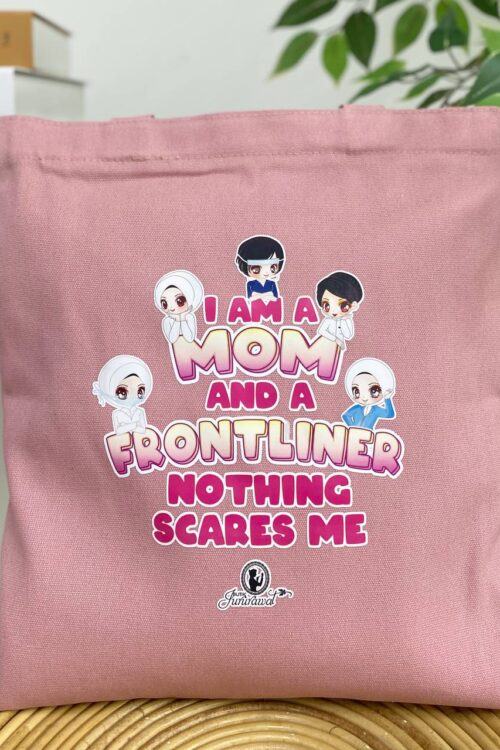 TOTE BAG I AM A MOM & FRONTLINER - PINK